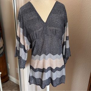 Sweater Shirt Metallic Top by Even Women’s Size Large